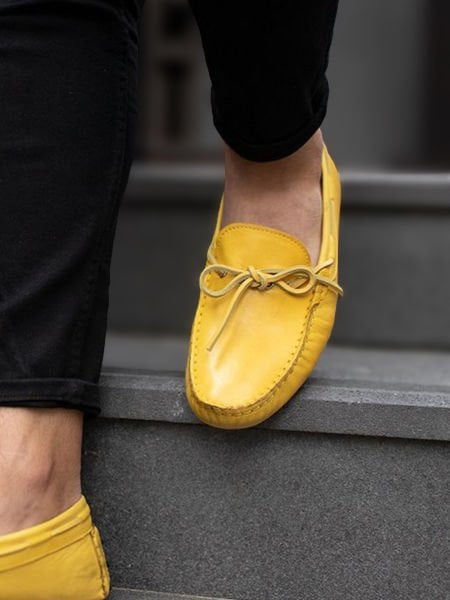 İBAY CLEVER Men's Yellow Genuine Leather Classic Shoes YELLOW - 44