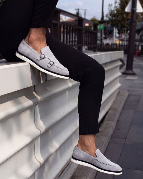 GREY SUEDE KROSE HAKİKİ DERİ GÜNLÜK AYAKKABI GRİ SÜET - 45