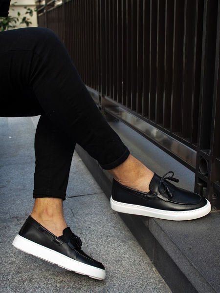 İBAY PABLO Men's Black Genuine Leather Classic Shoes