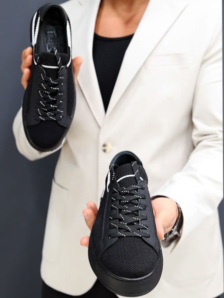 BLACK BLACK SOVA HAKİKİ KETEN GÜNLÜK AYAKKABI SİYAH SİYAH - 44