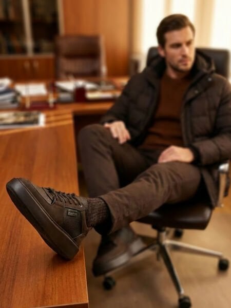 COFFEE LUXE HAKİKİ DERİ ERKEK GÜNLÜK AYAKKABI KAHVE - 42