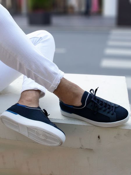 MARINEBLAUE SOVA-LÄSSIGE SCHUHE AUS ECHTEM LEINEN