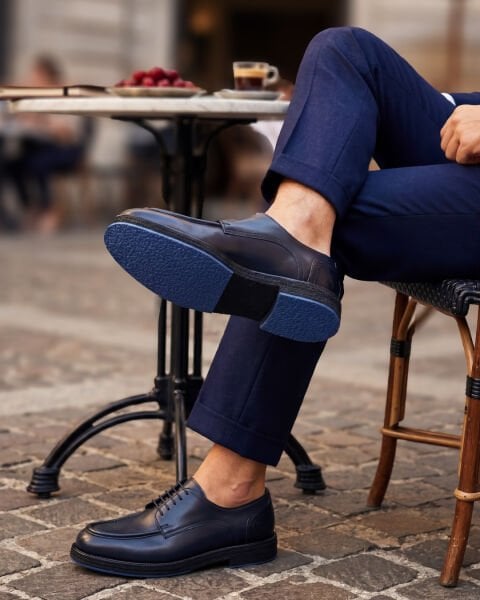 NAVY BLUE DRIVE Hakiki Deri Erkek Günlük Ayakkabı Lacivert LACİVERT - 46