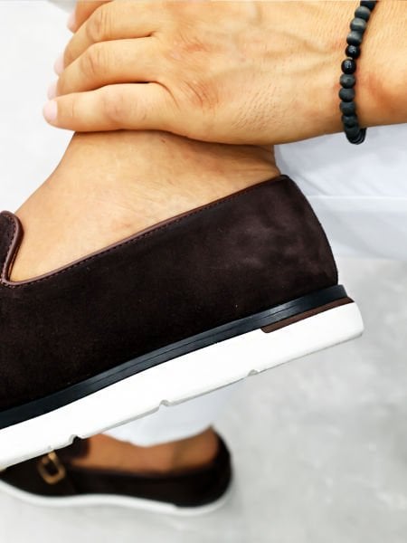 COFFEE SUEDE CROSE GENUINE LEATHER CASUAL SHOES BROWN SUEDE - 43