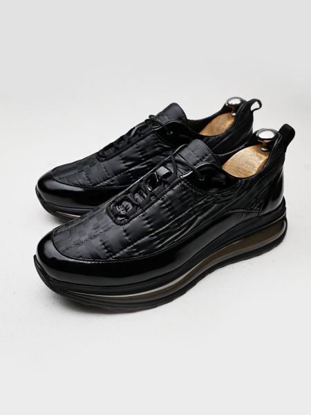 SCHWARZ-WEIßE POWER AIR KOMFORTABLE SNEAKERSSCHUHE Schwarz-weißes Lackleder – 40