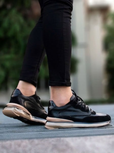 İBAY 2217 ENJOY BLACK MEN'S LEATHER DAILY SHOES BLACK - 43