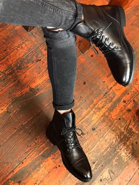 BLACK SNAP HAKİKİ DERİ MODA POSTAL SİYAH - 45