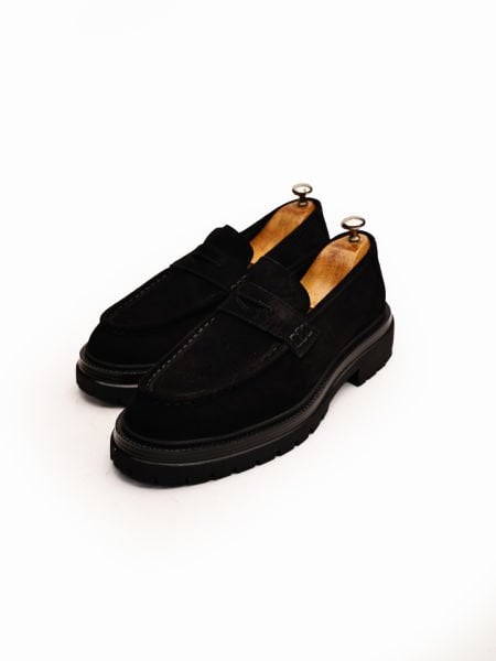 BLACK SUEDE GRECO HAKİKİ DERİ ERKEK KLASİK AYAKKABI SİYAH SÜET - 45