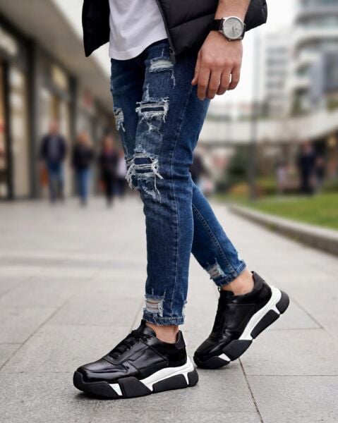 BLACK MEGA STAR WW HAKİKİ DERİ SAĞLAM RAHAT ERKEK AYAKKABI SİYAH - 45