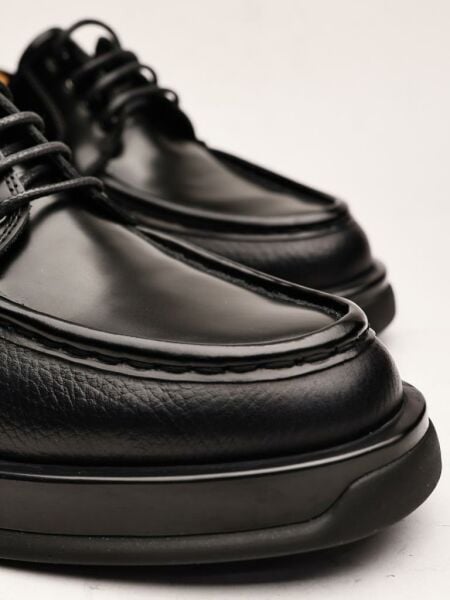 BLACK HUGH GENUINE LEATHER MEN'S CASUAL SHOES BLACK FLOTER - 45