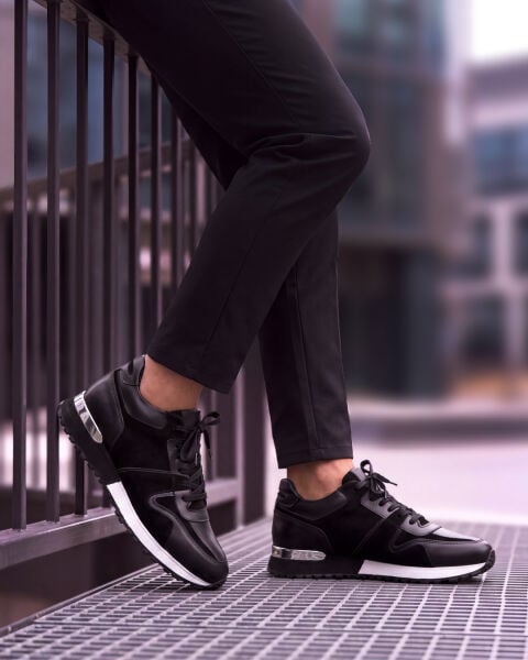 BLACK NAPA GUARDIAN HAKİKİ DERİ ERKEK TARZ SAĞLAM GÜNLÜK AYAKKABI SİYAH NAPPA - 45