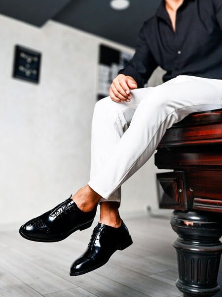 İBAY 5001 TOORE Black Patent Leather Genuine Style Men's Classic Shoes