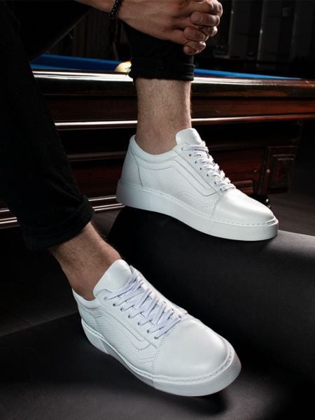 İBAY 287 WING WHITE MEN'S GENUINE LEATHER SHOES WHITE - 40