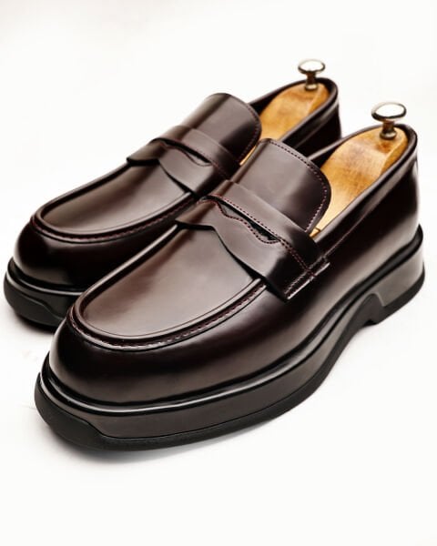 CLARED RED PRAGUE HAFİF ŞIK ERKEK DERİ GÜNLÜK AYAKKABI BORDO AÇMA - 45