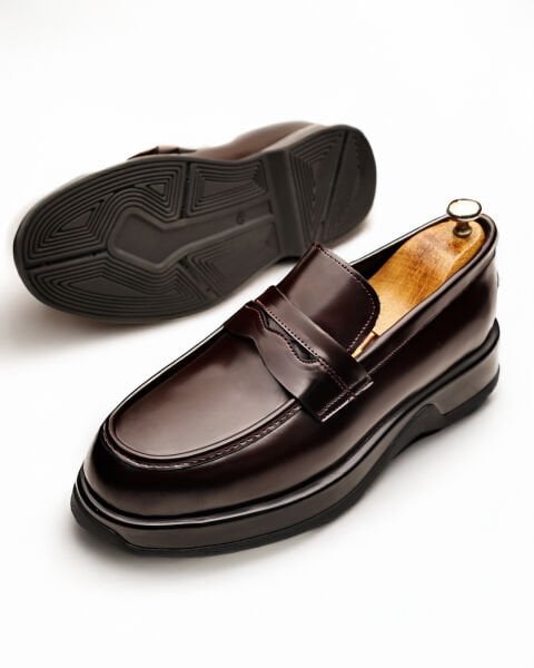 CLARED RED PRAGUE HAFİF ŞIK ERKEK DERİ GÜNLÜK AYAKKABI BORDO AÇMA - 45