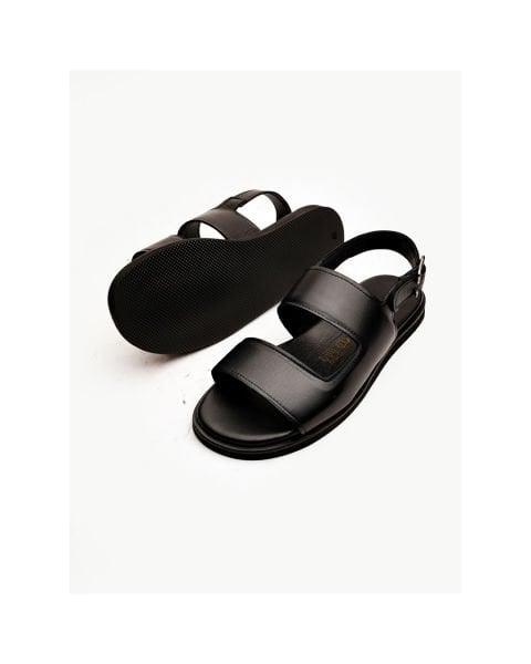 BLACK SOFT HAKİKİ DERİ ERKEK SANDALET SİYAH - 44
