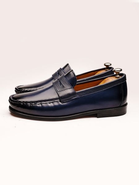 NAVY BLUE SANTA W NAVY BLUE LEATHER MEN'S LEATHER SHOES NAVY BLUE OPENING - 45
