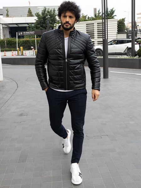 JOHN DAWID BIANCA HAKİKİ DERİ SİYAH ŞİŞME MONT