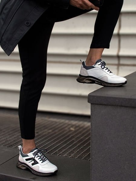 WEISSE, BEQUEME ALEX-LEDER-TAGESSCHUHE FÜR HERREN