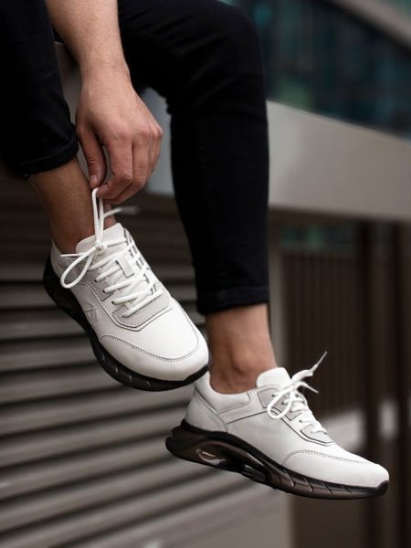 İBAY 2210 ART AIR COMFORTABLE MEN'S WHITE LEATHER DAILY SHOES WHITE - 44