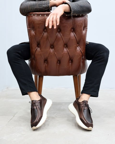 COFFEE ROMA GENUINE LEATHER CASUAL SHOES BROWN FLOTER - 39