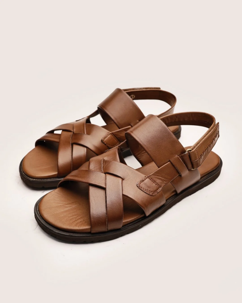 COFFEE  BEACH SANDALET KAHVERENGİ HAKİKİ DERİ SANDELET KAHVE - 46
