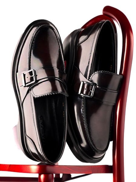 SCHWARZE, EDLE HERRENSCHUHE AUS ECHTEM LEDER, WEINROT, OFFEN - 44