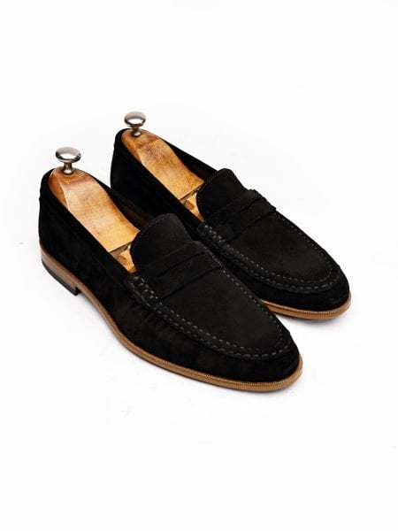 BLACK SUEDE ESTE SUEDE LEATHER MEN'S DAILY CLASSIC SHOES BLACK SUEDE - 43