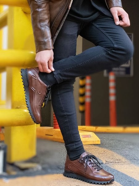 TABACO REBEL  ÇOK RAHAT KAİLİTELİ ERKEK DERİ GÜNLÜK AYAKKABI TABA - 43