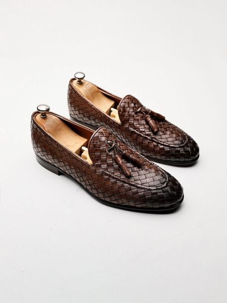 İBAY 2350 KNIGHT BROWN MEN'S LEATHER CLASSIC STYLE SHOES BROWN KNITTING - 44