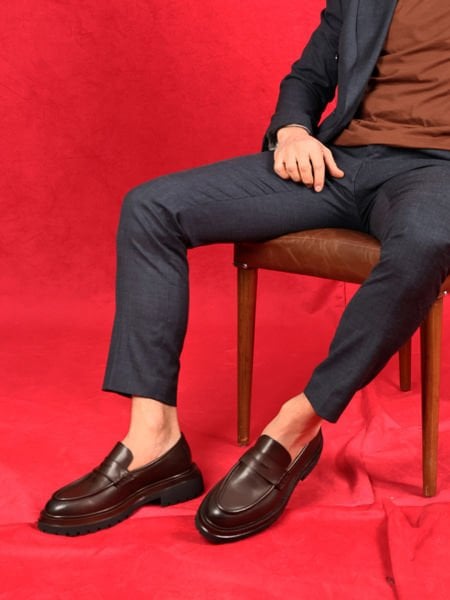 IBAY 051 GRECO BROWN MEN'S GENUINE LEATHER SHOES BROWN - 44