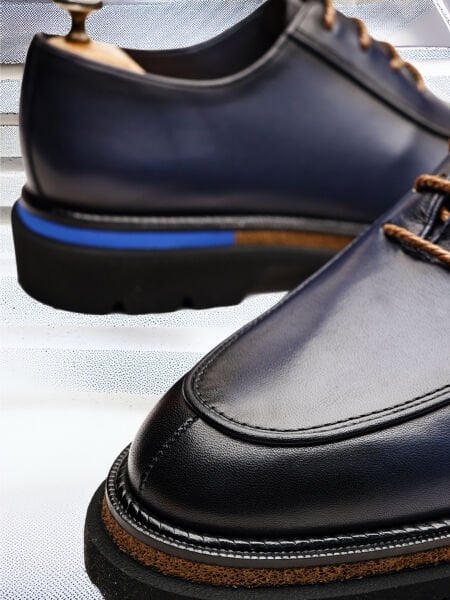 NAVY BLUE AMIRAL KALİTELİ HAKİKİ DERİ RAHAT GÜNLÜK AYAKKABI LACİVERT - 44