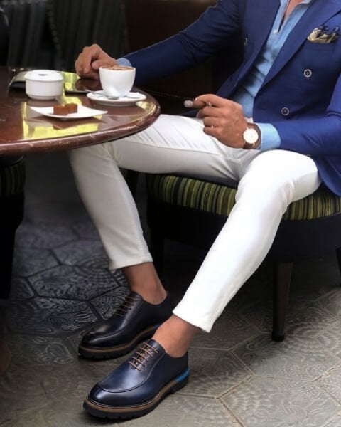 NAVY BLUE AMIRAL KALİTELİ HAKİKİ DERİ RAHAT GÜNLÜK AYAKKABI LACİVERT - 45