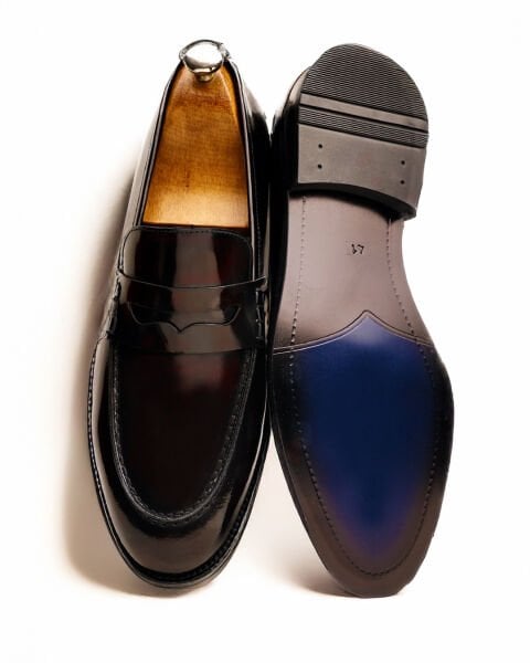 PATENT CLARED RED ENZO hakiki deri klasik ayakkabı BORDO AÇMA - 46