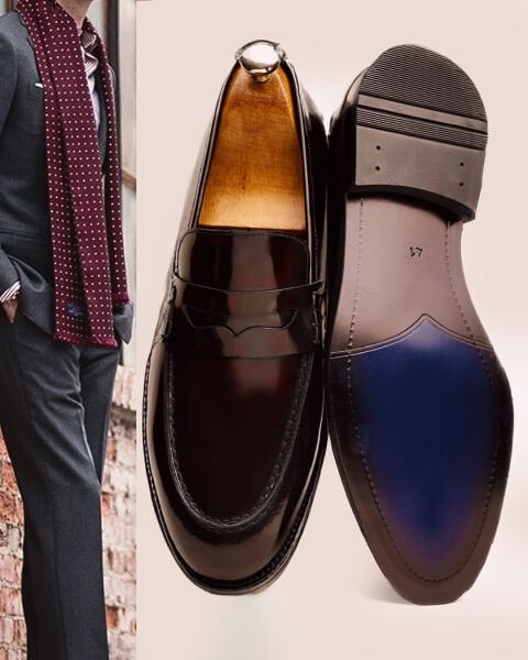 PATENT CLARED RED ENZO hakiki deri klasik ayakkabı BORDO AÇMA - 46