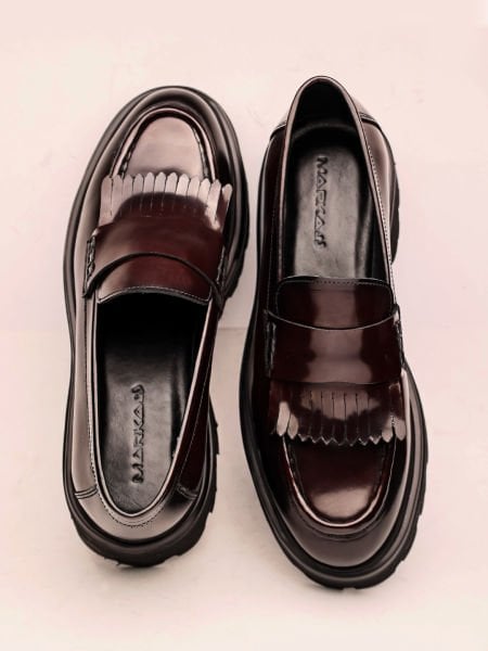 CLARED RED COLEMAN HERRENSCHUHE AUS ECHTEM LEDER, EDLE SCHUHE +5CM, CLARET RED, ÖFFNUNG - 44