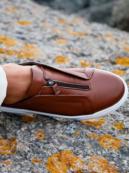 İBAY 058 FANCY TABA MEN'S LEATHER SLEEVELESS SHOES TABA - 41