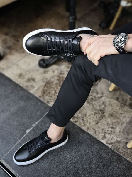 BLACK CORY KALİTELİ RAHAT ERKEK DERİ AYAKKABI SİYAH - 44