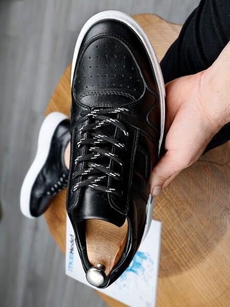 İBAY 7027 HACKER BLACK MEN'S LEATHER DAILY SHOES BLACK - 41