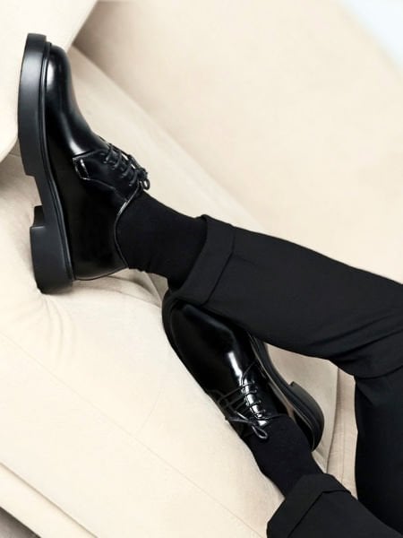 PATENT BLACK RUBY HAKİKİ DERİ ERKEK KLASİK GÜNLÜK  AYAKKABI