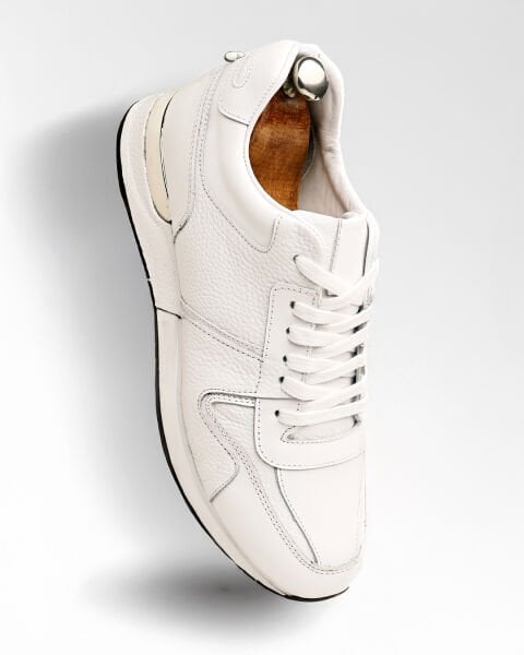 WHITE GUARDIAN KALİTELİ HAKİKİ DERİ ERKEK GÜNLÜK AYAKKABI BEYAZ - 45