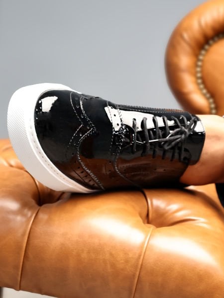 İBAY 7033 OXFORD Patent Leather MEN'S DAILY SHOES BLACK Patent Leather - 41