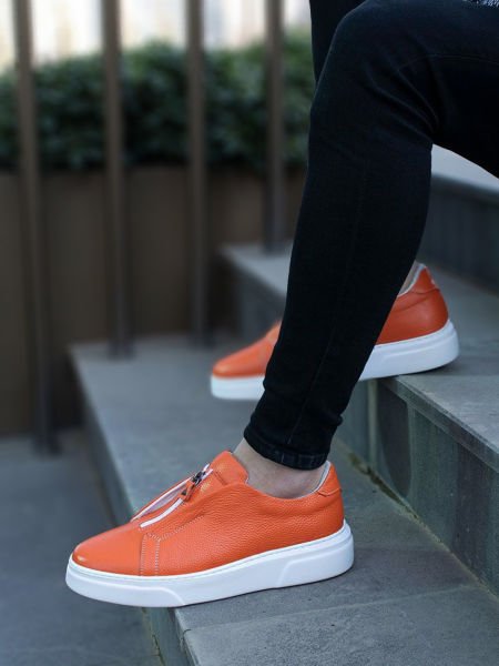 İBAY 058 FANCY ORANGE MEN'S LEATHER DAILY STYLE SHOES