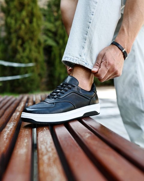 SCHWARZE BRÄUTIGAM HERREN SEHR KOMFORTABLE TÄGLICHE SCHUHE SCHWARZ - 45