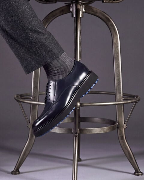 PATENT NAVY BLUE PARMA HAKİKİ DERİ ERKEK GÜNLÜK AYAKKABI LACİVERT AÇMA - 46