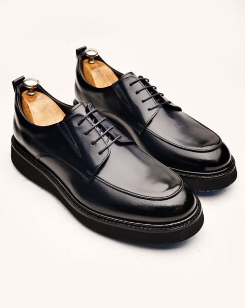 PATENT NAVY BLUE PARMA HAKİKİ DERİ ERKEK GÜNLÜK AYAKKABI LACİVERT AÇMA - 46
