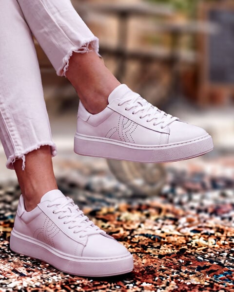 WHITE CAPTOE  BEYAZ ERKEK DERİ TARZ YENİ SEZON KALİTELİ AYAKKABI BEYAZ - 45