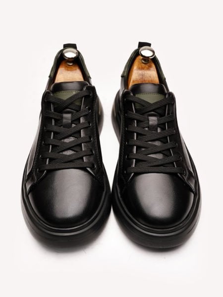 BLACK CAPELLA QUALITY GENUINE LEATHER MEN'S CASUAL SHOES BLACK KHAKI - 43