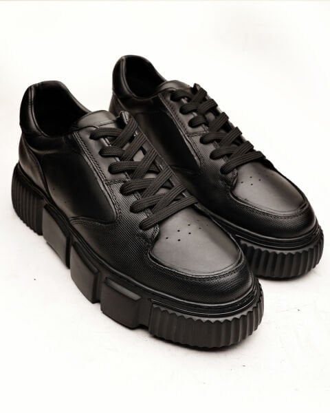 BLACK BLACK GRAVO HAKİKİ DERİ ERKEK GÜNLÜK AYAKKABI SİYAH SİYAH - 45