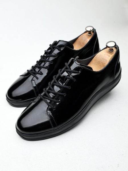 PATENT BLACK JESSE MEN'S LEATHER CASUAL SHOES BLACK PATENT LEATHER - 42